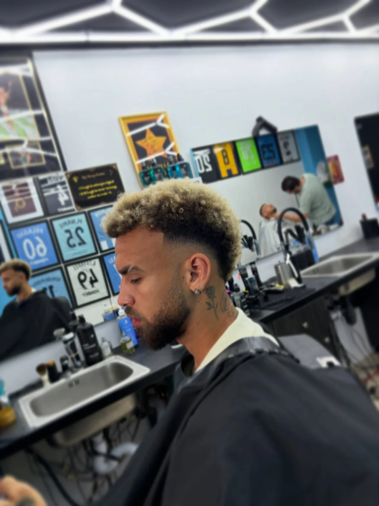 Blonde curls with a fade